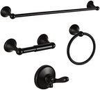 BGL Bathroom Hardware Set, Oil-Rubbed Bronze Adjustable Expandable Towel Bar 4-Piece ORB Bathroom Accessory Set Wall Mounted Robe Hook Toilet Paper Holder Towel Ring Towel Bar by BGL