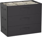 CYhom 3Pcs Under Bed Storage Bins with Metal Frame - Shoe Organizer for Closet with Clear Cover Oxford Fabric Sturdy Underbed Container Foldable Stackable Clothes Organizer (Black, 23.5x11.8x6.3) by CYhom