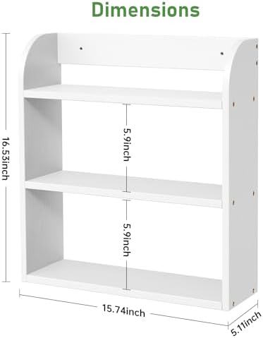 ROMGUAR CRAFT 3 Tier Bamboo Spice Rack, Countertop or Wall Mounting, White - Image 3