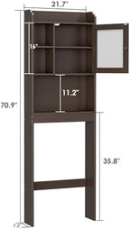 ZENY Over The Toilet Storage Cabinet, Bathroom Organizer with Adjustable Shelf and Double Doors, Freestanding Bathroom Space Saver Toilet Rack (Brown) - Image 2