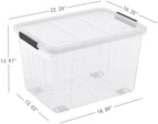 70 Quart Large Clear Plastic Storage Tote Bin with Wheels, 4-Pack - Image 3