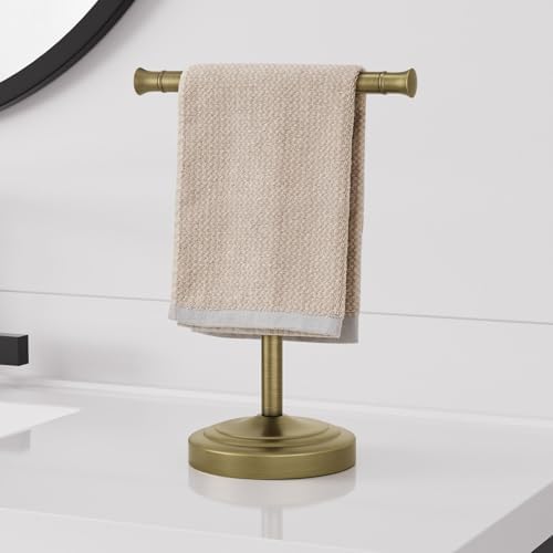 RUMOSE Antique Brass Hand Towel Holder Stand Countertop Towel Rack - Image 2