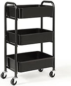 SunnyPoint 3-Tier Delicate Compact Rolling Metal Storage Organizer - Mobile Utility Cart Kitchen/Under Desk Cart with Caster Wheels - BLK (15.35" X 10.24" X 26.8"H) - Image 2