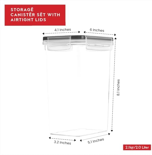 DWËLLZA KITCHEN Airtight Food Storage Containers Set of 4 Pieces 2L - Plastic BPA Free Kitchen Pantry Storage Containers - Dishwasher Safe - Include 8 Labels and Marker - Image 3