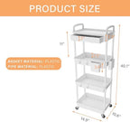 4 Tier Rolling Utility Cart with Drawer,REBECAT Utility Cart Made of Multifunctional Storage Organizer Tool for Kitchen,Bathroom,Living Room,Office(Gray) - Image 5