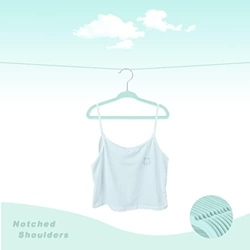 BAGAIL 50 Pack Kids Velvet Hangers 14 Inches Children's Clothes Hangers Non-Slip Baby Hangers for Infant/Toddler (Mint) - Image 3
