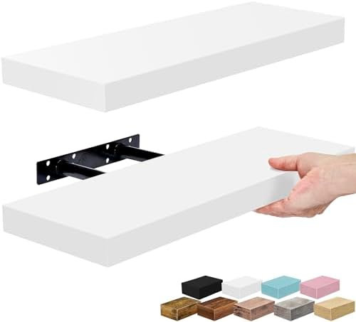 Sorbus 16 Inch Floating Shelves for Wall (2 Pack, White) by Sorbus