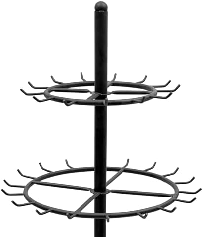 Rotating Tie Rack,Free Standing Belt Display Shelf with Adjustable Feet,66.1in High Metal Scarf Hanger Stand Retail Display Racks for Clothing Store (Black) - Image 5