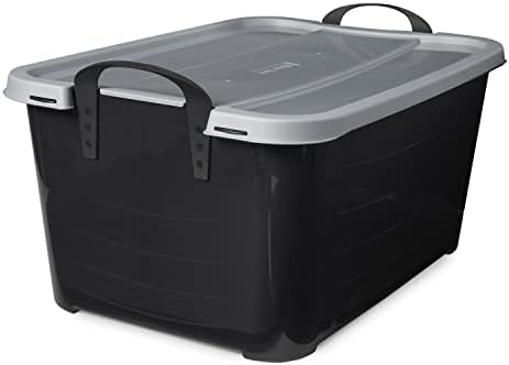 Life Story 18 Pack Heavy Duty Stackable Storage Bin, 55 Qt, Black/Gray by LifeStory