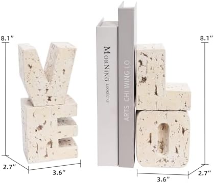 Book Ends Decorative with Love Design,Small Farmhouse Heavy Duty Bookends - Image 3