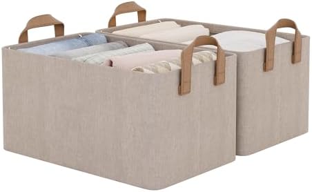 StorageWorks Storage Bins, Storage Baskets, Brown and Beige, 2-Pack by StorageWorks