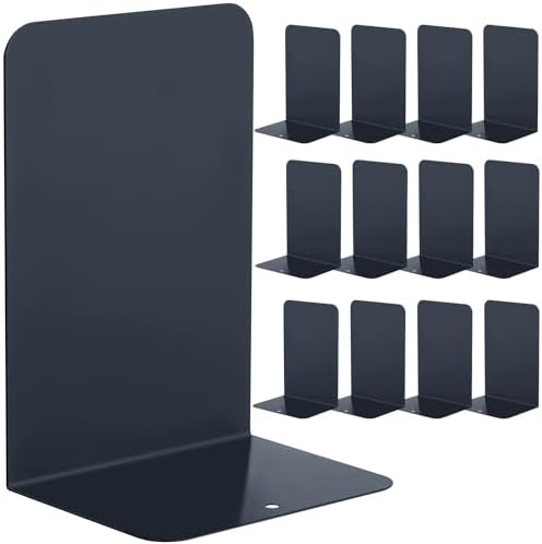 Beeveer 6 Pairs Metal Bookends for Shelves Office Library, Black by Beeveer