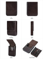 Top Grain Genuine Leather 6 Pencil/Pen Tray Case Organizer, Fashion Design No Logo, Handmade, Magnetic Closure with Drawer Design, Gift Choice for Man/Woman/Office, Glossy Coffee, 6 Slots - Image 4