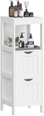 VASAGLE Bathroom Floor Cabinet, 2 Drawers, 35" H, Cloud White by VASAGLEbySONGMICSHOME