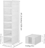 FUYUN Plastic Shoe Organizer - Stackable and Foldable 6-Tier Shoe Boxes for Closet, Clear and Space-Saving Sneaker Containers, No Assembly Required - Image 3
