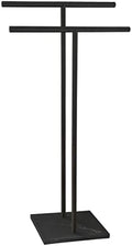 40 Inch Freestanding Towel Rack for Bathroom Floor Double-T Shape Bath Sheet Holder with Marble Design Base Standing Towel bar Next to Tub or Shower Towel Holder Stand SUS304 Matte Black by EADOT