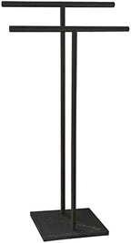 40 Inch Freestanding Towel Rack for Bathroom Floor Double-T Shape Bath Sheet Holder with Marble Design Base Standing Towel bar Next to Tub or Shower Towel Holder Stand SUS304 Matte Black by EADOT