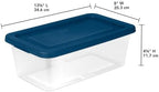Sterilite Stackable 6 Qt Storage Box Container, Clear, Marine Blue Lid (60 Pack) - Image 2