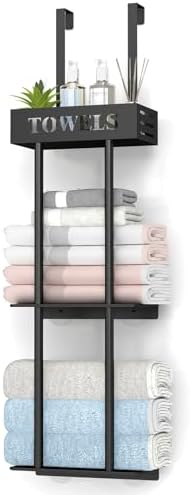 Bethom 3 Tier Over The Door Towel Rack, Hanging Towel Rack, Matte Black by Bethom