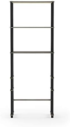 Furinno Turn-N-Tube with 3 Shelves Toilet Space Saver, French Oak Grey/Black - Image 7