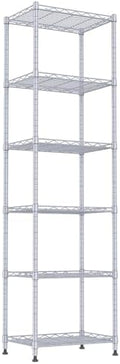 REGILLER 6 Wire Shelving Steel Storage Rack Adjustable Unit Shelves for Laundry Bathroom Kitchen Pantry Closet(Silver, 11.7" D x 16.8" W x 63" H) by REGILLER