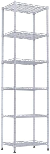 REGILLER 6 Wire Shelving Steel Storage Rack Adjustable Unit Shelves for Laundry Bathroom Kitchen Pantry Closet(Silver, 11.7" D x 16.8" W x 63" H) by REGILLER