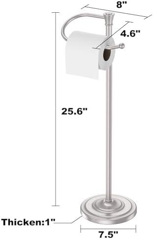 Toilet Paper Holder Free Standing, 25” H Stainless Steel Nickel Toilet Paper Stand, Weighted Base Floor Tissue Roll Holder for Bathroom,Toilet Roll Stand - Image 4
