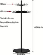 Floor Mounted Belt Hanger 66.2in Metal Tie Rack (Color : Black) - Image 4