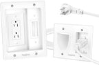 in Wall Cable Management Kit for TV, Recessed Outlet with TV Cable Hider Wall Kit, Cord Hider for Wall Mounted TV, Cable Management Box for Home & Office Theater System, White by HAPYTHDA