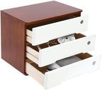 Lockable Desk Organizer Wooden Desktop Drawers Office Flat Files Storage Box Locking Countertop Storage Cabinet (Walnut + White, 3-Tier) by Unknown