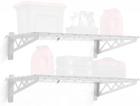 SafeRacks Steel Garage Wall Shelves 2-Pk w/Hooks, 500lb, White (18x36) by SafeRacks