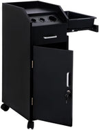 Hair Salon Storage Cart with Wheels & 3 Hair Dryer Holders & 4 Drawers & Lock & 2 Keys, Hairdressing Tools Station Mobile Makeup Case (Black) - Image 4