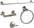 BGL Bathroom Accessories Set, Glossy Stain Nickel Expandable Towel Bar 4-Piece Bathroom Accessory Set Wall Mounted Towel Ring Robe Hook Toilet Paper Holder Towel Holder by BGL