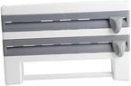 Plastic Wrap Dispenser, Wall Mount Kitchen Sauce Bottle Storage Rack Paper Towel Holder Foil Cling Film Cut Dispenser with Cutter (Grey White) - Image 3