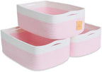 Woven Rope Baskets for Organizing, 3 Pack, 15.5 x 11 x 5.5" Storage Bins by NaturalCozy