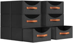 Homsorout Stackable Storage Drawers - Large Collapsible Storage Bins with Drawers, 6 Pack Closet Shelf Organizer Basket, Fabric Pull Out Organizer for Bedroom, Living Room, Dorm, Black by Homsorout