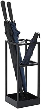 MyGift 20 Inch Tall Black Metal Geometric Umbrella Stand with Drip Tray by MyGiftHome