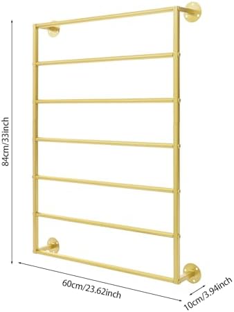 Wall Display Rack,Wall Wrapping Paper Ribbon Organizer,Tie Scarf Rack Belt Towel Holder Retail Stores Metal Shelving for Bathrooms Florists and Gift Stores(Gold) - Image 2