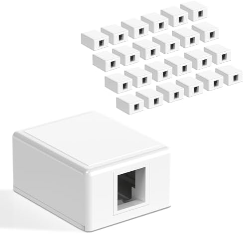 VCELINK RJ45 Surface Mount Box 1-Port, for Cat6 Keystone Jacks, 25-Pack by VCELINK