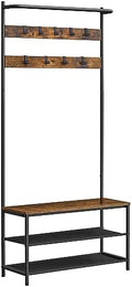 VASAGLE Hall Tree with Bench and Shoe Storage, 9 Movable Hooks, Top Bar by VASAGLEbySONGMICSHOME