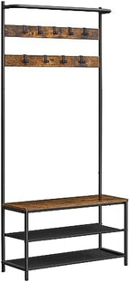 VASAGLE Hall Tree with Bench and Shoe Storage, 9 Movable Hooks, Top Bar by VASAGLEbySONGMICSHOME