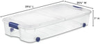 The 66 Quart Clear Underbed Storage Container with Latch Lid and Wheels, Blue - Image 2