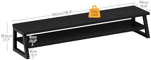 HOOBRO 2-Tier Dual Monitor Stand Riser, 39 Inch Large Computer Monitor Stand for 2 Monitors, Computer Monitor Riser, Desk Shelf Organizer for Office Desk, Accessories, Black BB122CJ01 - Image 2