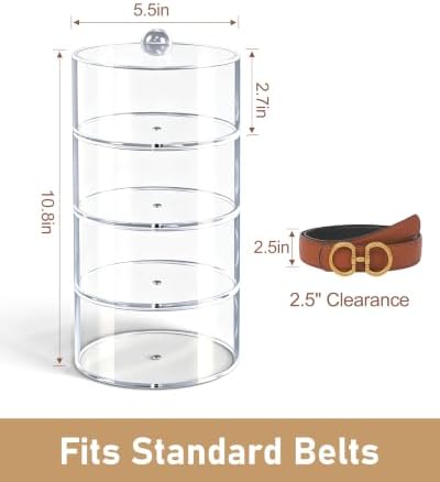 Belt Organizer, 4-Tier Acrylic with Dust Cover, for Closet, Clear - Image 4