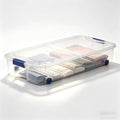 66 Quart Clear Plastic Underbed Storage Bin with Latching Lid and Wheels, Stackable Container, Blue by Unknown