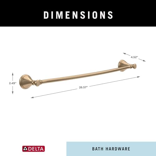 Delta Towel Rack | 24 Inch Champagne Bronze Towel Bar for Bathroom, Kitchen | Cassidy Accessories - Image 3