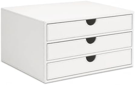 UnionBasic Document Organizer, 3-Drawer File Cabinet Document Storage Box, Office Desktop Filing Organizer, White by UnionBasic