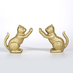 Ambipolar Lucky Cat Decorative Bookend, Heavy Duty Cast Iron, Vintage Shelf Decor, Gold, T3-66 - Image 4