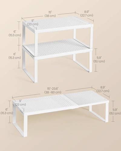 SONGMICS Spice Rack, Expandable Kitchen Countertop Shelf, Steel, Set of 2 - Image 6