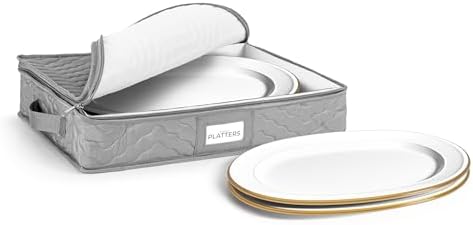 Sorbus China Platter Storage Containers, Quilted Platter Organizer (Gray) by Sorbus
